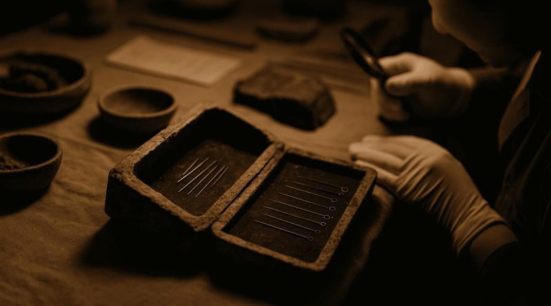 Agujas acupuntura antiguas China - hallazgo arqueológico dinastía Han tumba marqués Shaanxi