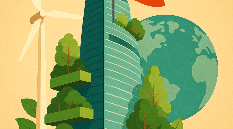 Edificio sostenible en China diseñado bajo el concepto de cero emisiones de carbono