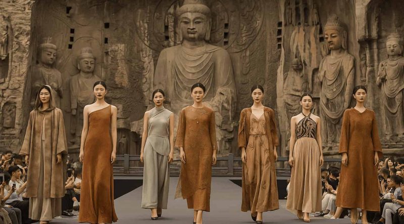 Festival moda Yungang China - pasarela diseño contemporáneo inspirado grutas budistas patrimonio UNESCO