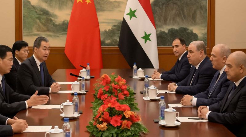 Delegaciones de China y Siria sostienen un encuentro diplomático en Pekín.