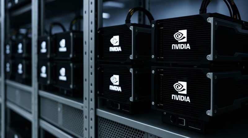 Sala de servidores con GPUs Nvidia instaladas en racks industriales.