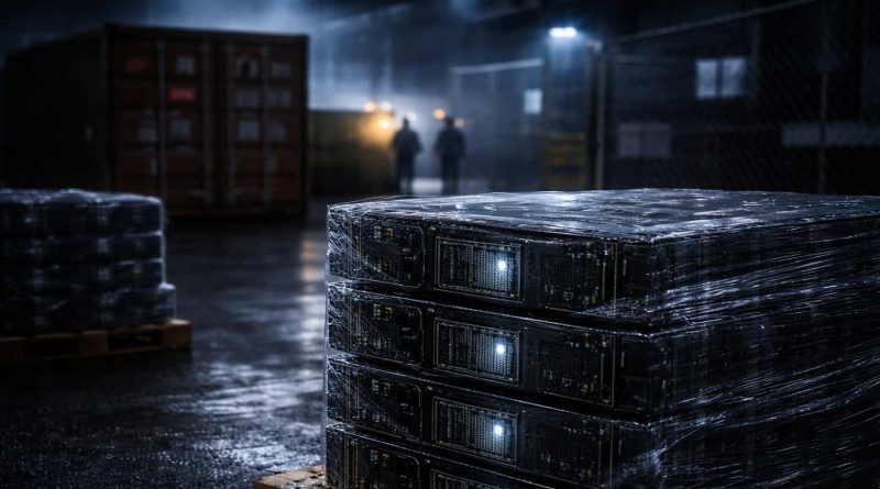 Chips Nvidia H200 utilizados en centros de datos de inteligencia artificial.