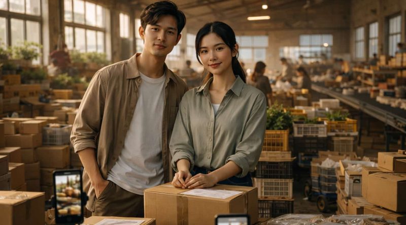 Jóvenes trabajando en centros industriales y e-commerce en Shuyang.