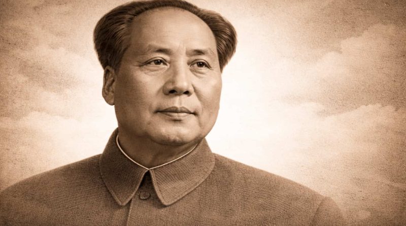 Retrato histórico de Mao Zedong en una conmemoración en China.