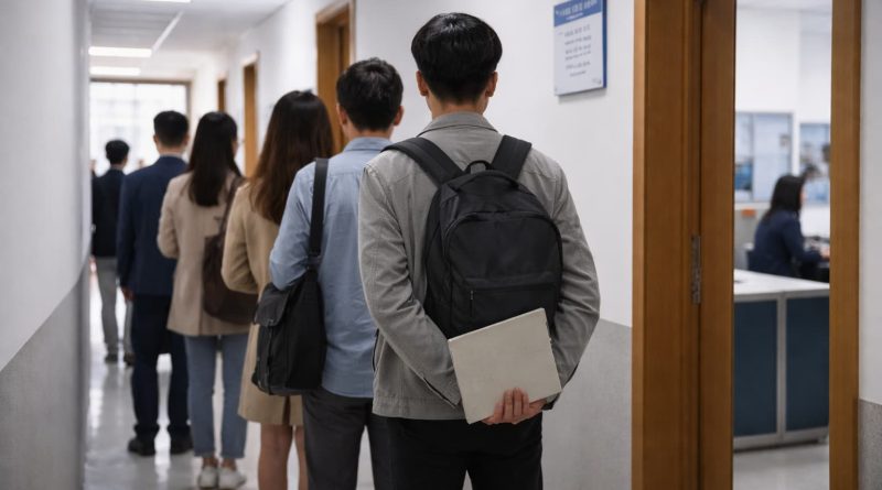 Campus universitario chino en debate por salario y requisitos académicos.