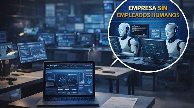 Empresa operando sin empleados humanos mediante inteligencia artificial autónoma.