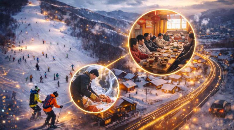 Estación de esquí Beidahu en la provincia de Jilin durante la temporada invernal.