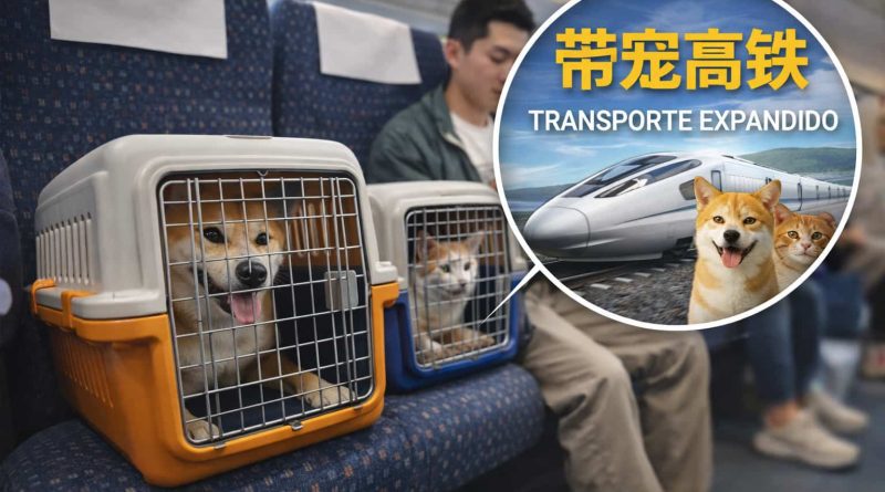 Mascotas viajan en tren de alta velocidad en China durante el Año Nuevo chino.