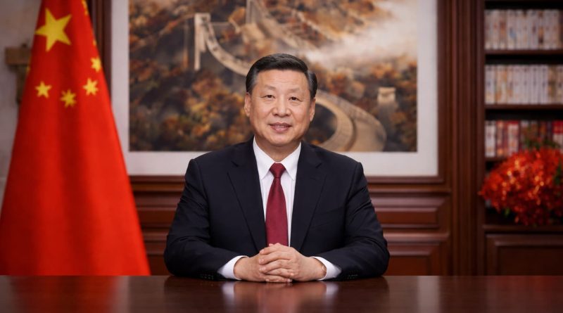 Xi Jinping emitiendo el mensaje de Año Nuevo 2026 en transmisión nacional.