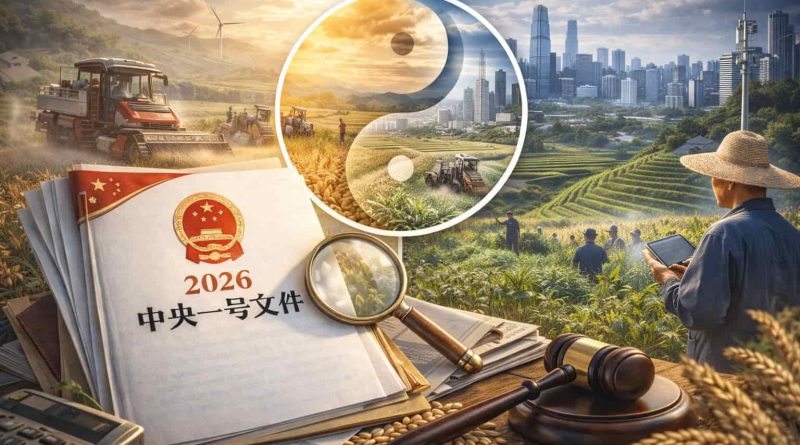 Documento oficial chino sobre agricultura y revitalización rural publicado en 2026.