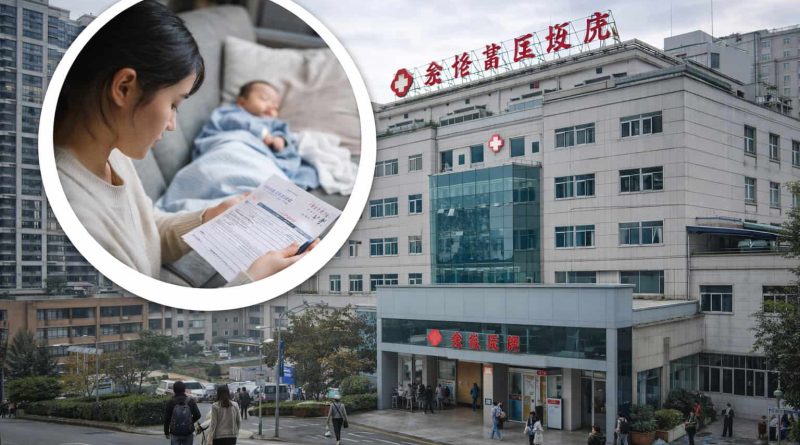 Hospital público en China donde el parto está cubierto por el seguro médico sin costo directo.