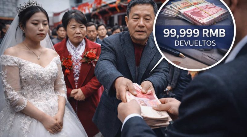 Padre devuelve una dote durante una boda tradicional en una zona rural de China.