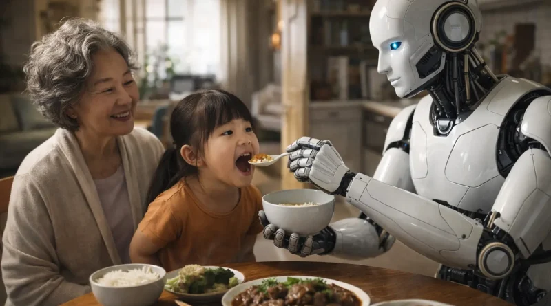 robot humanoide en entorno doméstico representando el futuro de los robots niñera en China