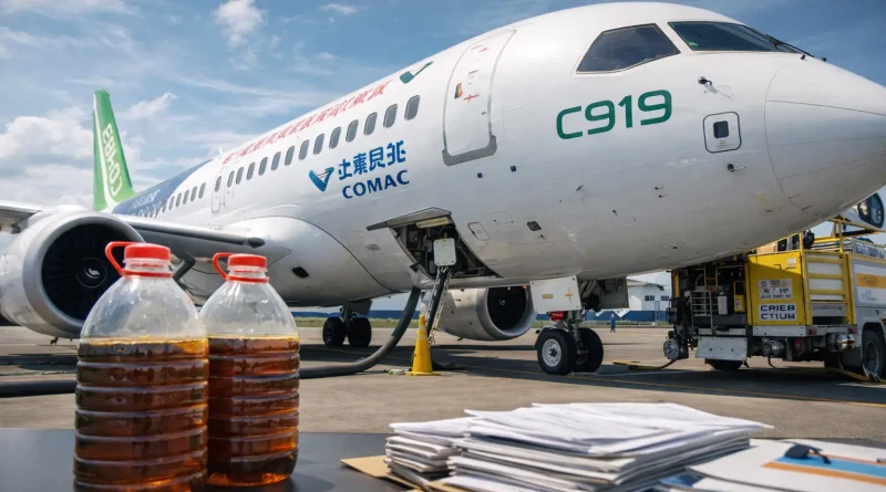 Aceite de cocina reciclado convertido en combustible de aviación en China